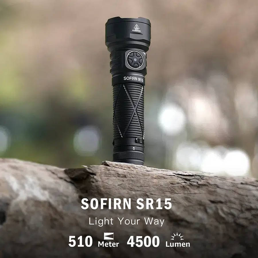 Sofirn SR15 4500 Lumen 510m Throw Rechargeable Flashlight with 21700 Battery