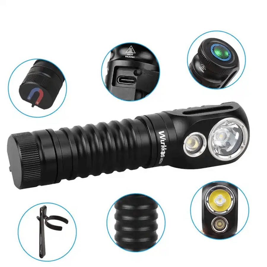 Wurkkos HD20 2000 Lumen 144m Throw Rechargeable Headlamp with Battery