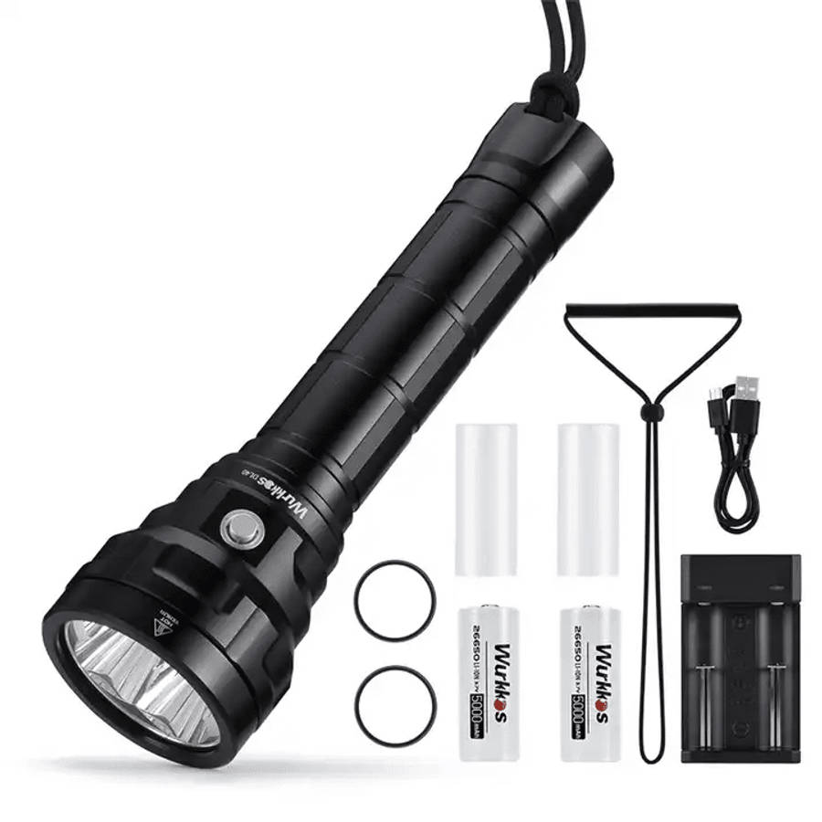 Wurkkos DL40 5000 Lumen 400m Throw Rechargeable Diving Flashlight with 2x 26650