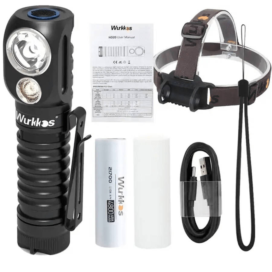 Wurkkos HD20 2000 Lumen 144m Throw Rechargeable Headlamp with Battery
