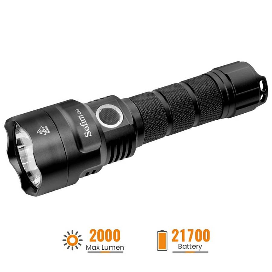 Sofirn C8G 2000 Lumen 565m Throw Rechargeable Flashlight with 21700 Battery