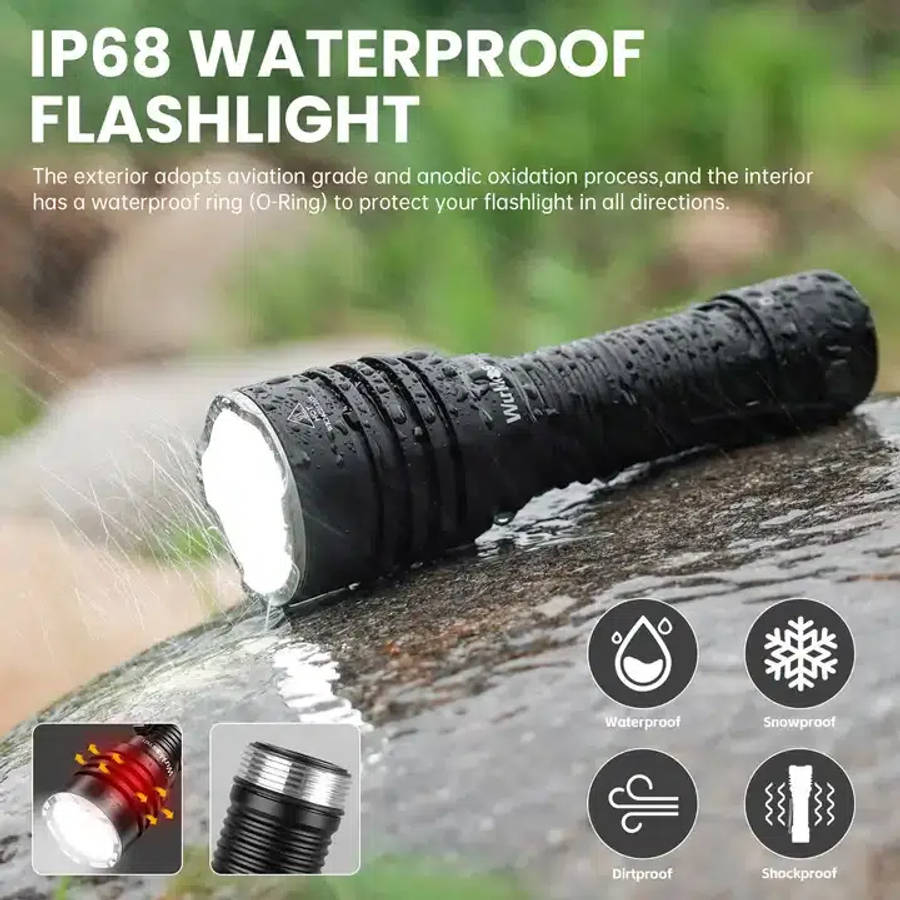 Wurkkos TS23 5000 Lumen 482m Throw Rechargeable Tactical Flashlight with 21700 Battery