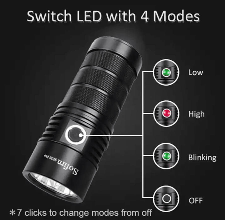 Sofirn SP36 Pro 8000 Lumen 450m Throw Rechargeable Flashlight with 3x 18650 Batteries