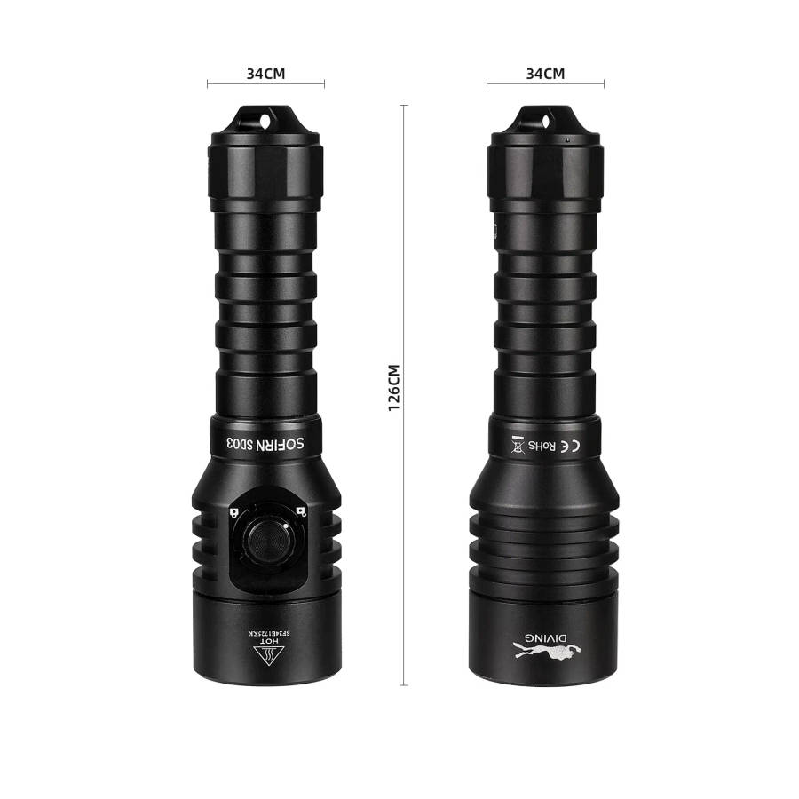 Sofirn SD03 1800 Lumen 447m Throw Rechargeable Diving Flashlight with 18650 Battery