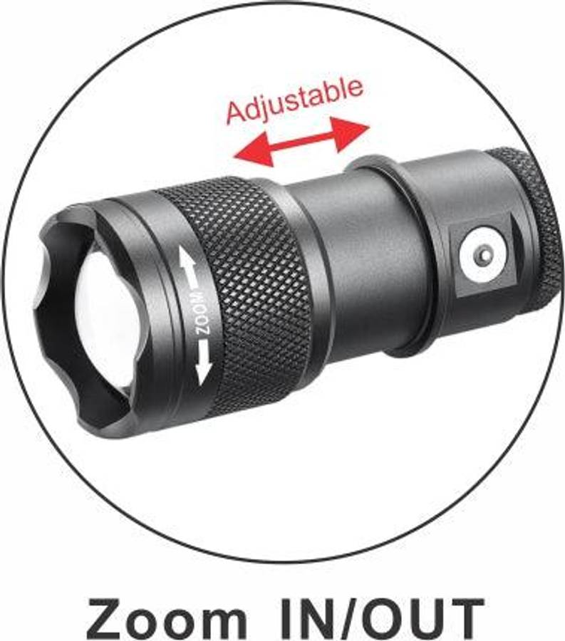 Powertac FlexBeam 1200 Lumen 700m Throw Adjustable Beam Rechargeable Flashlight