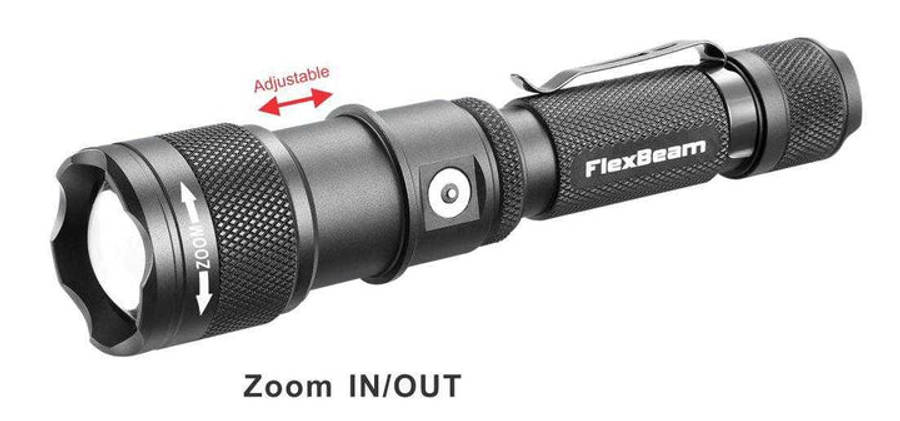 Powertac FlexBeam 1200 Lumen 700m Throw Adjustable Beam Rechargeable Flashlight