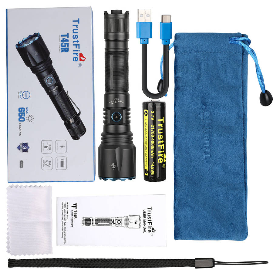 TrustFire T45R 650 Lumen 1695m Throw LEP Tactical Hunting Flashlight