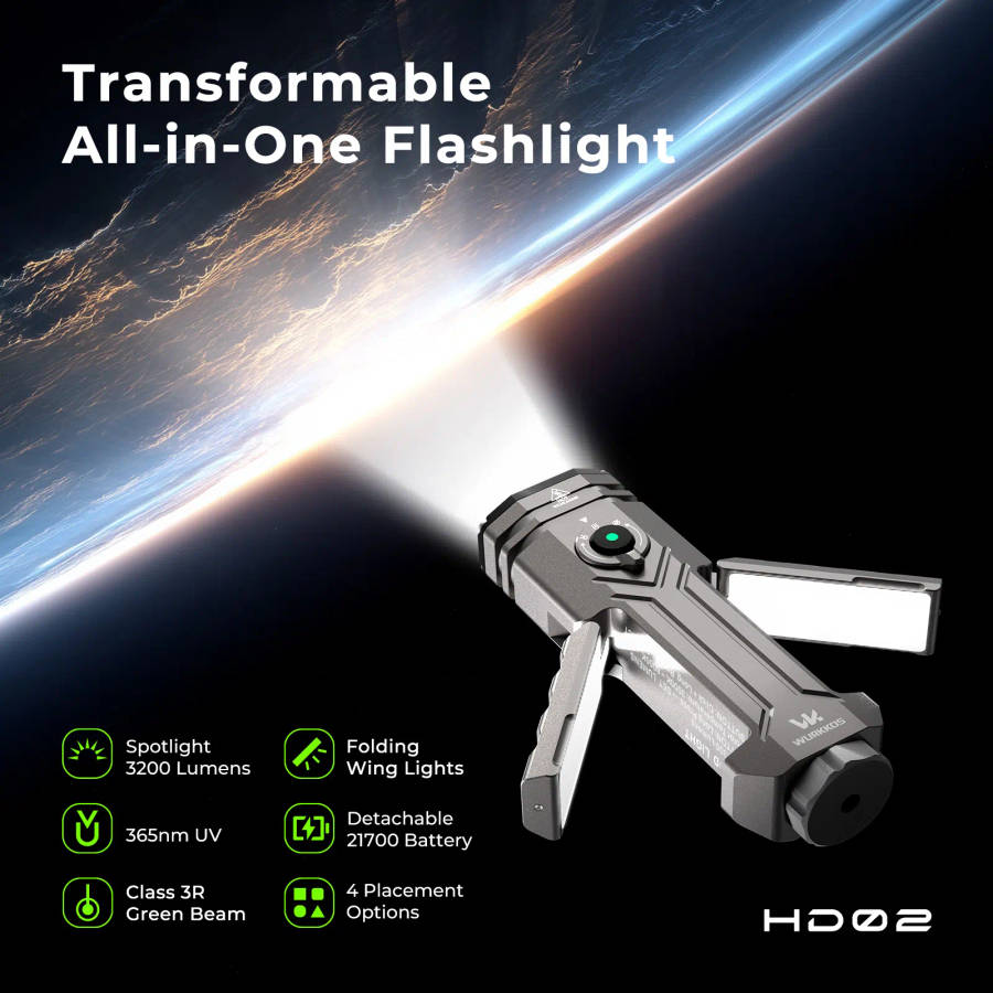 Wurkkos HD02 3200 Lumen 330m Throw Rechargeable LED Flashlight