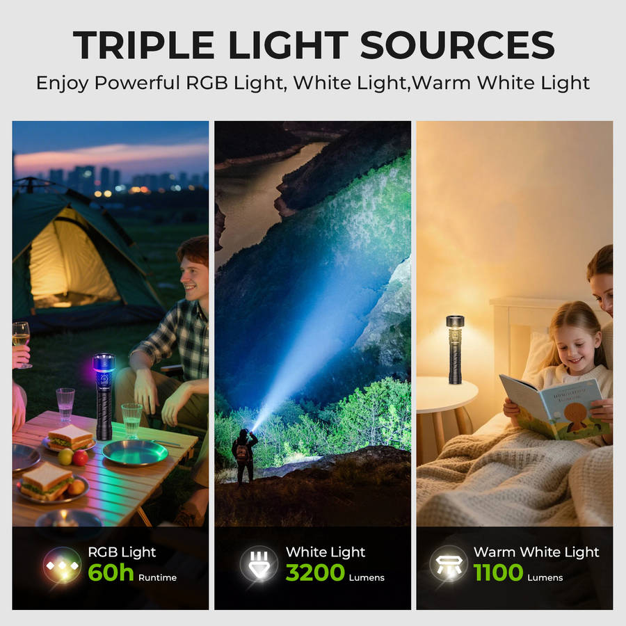 Wurkkos TS27 3200 Lumen 845m Throw RGB Rechargeable LED Flashlight