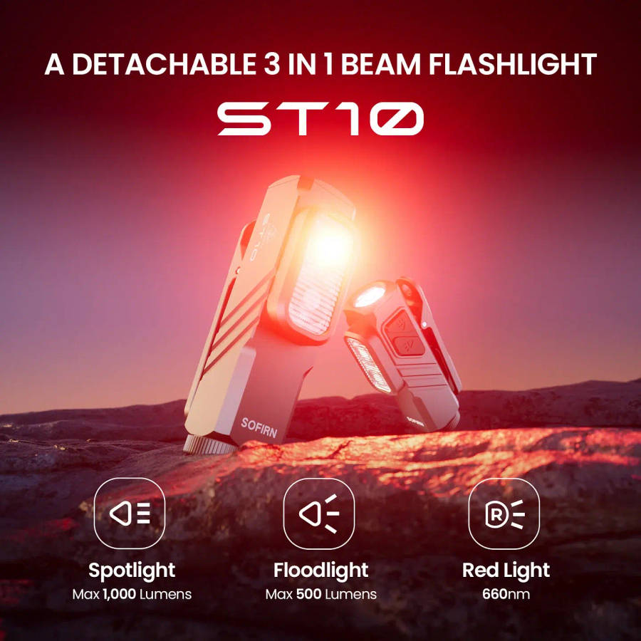 Sofirn ST10 Clip-on Mini Flashlight - 1000 Lumens 3-in-1 EDC with Magnetic Tailcap, Red Light & R...