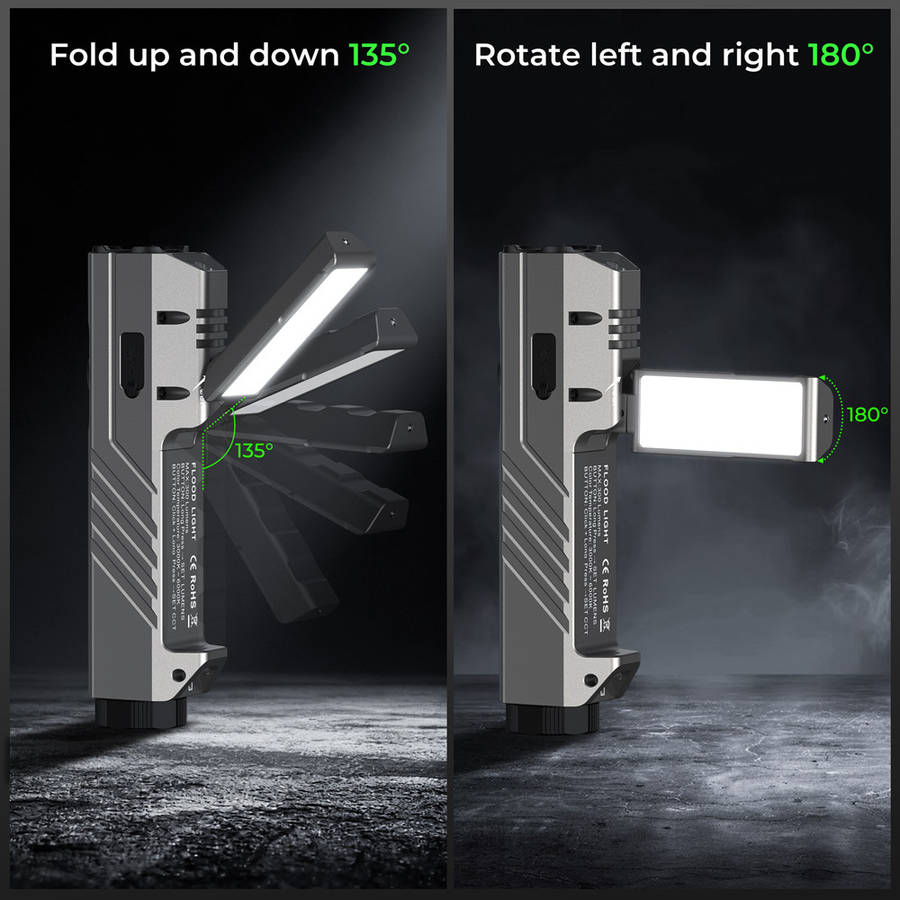 Wurkkos HD05 Foldable 4-in-1 EDC/Work Light  3100 Lumens Spotlight + Rotating Floodlight Wing ...