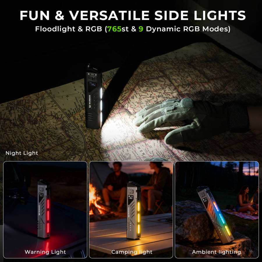 Wurkkos TD11 Smart OLED Tactical Flashlight  3000 Lumens, 320m Throw, Dual Tail Switches + Rea...
