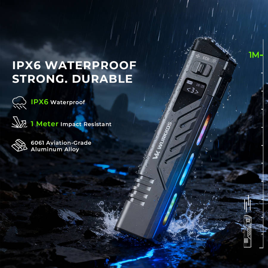Wurkkos TD11 Smart OLED Tactical Flashlight  3000 Lumens, 320m Throw, Dual Tail Switches + Rea...