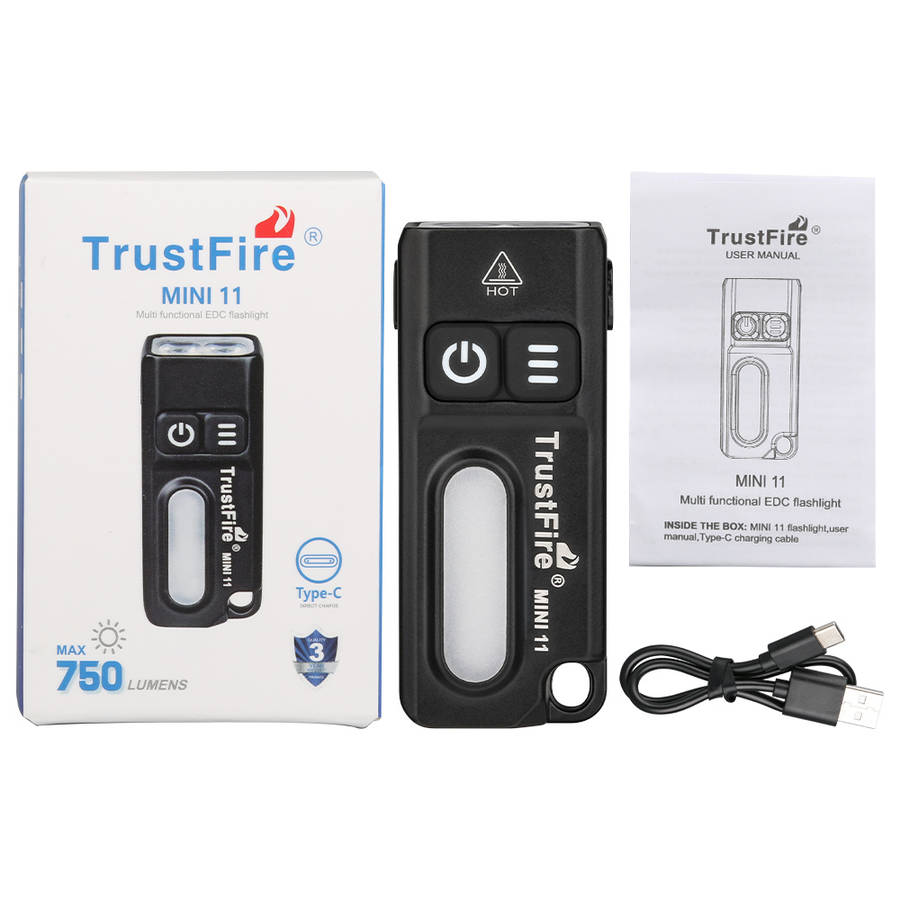 TrustFire Mini11 Multi-Functional EDC Flashlight  750 Lumens White + Color Side Light, Magneti...