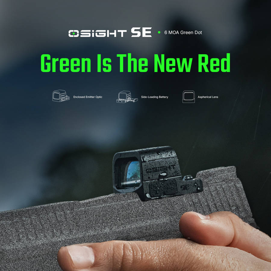 Osight SE 6 MOA Enclosed Red / Green Dot Sight  RMSc Footprint, Side-Loading Battery, 27.5 g