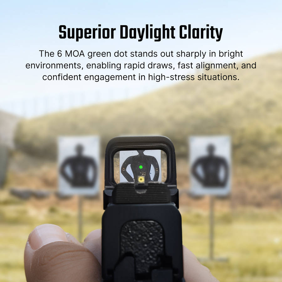 Osight SE 6 MOA Enclosed Red / Green Dot Sight  RMSc Footprint, Side-Loading Battery, 27.5 g