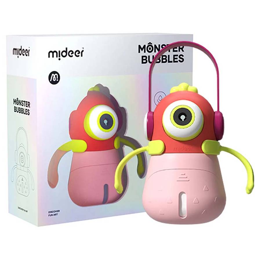 Mideer - Monster Bubbles: Interactive Bubble Machine with Lights and Music - Pink- Damaged Packaging
