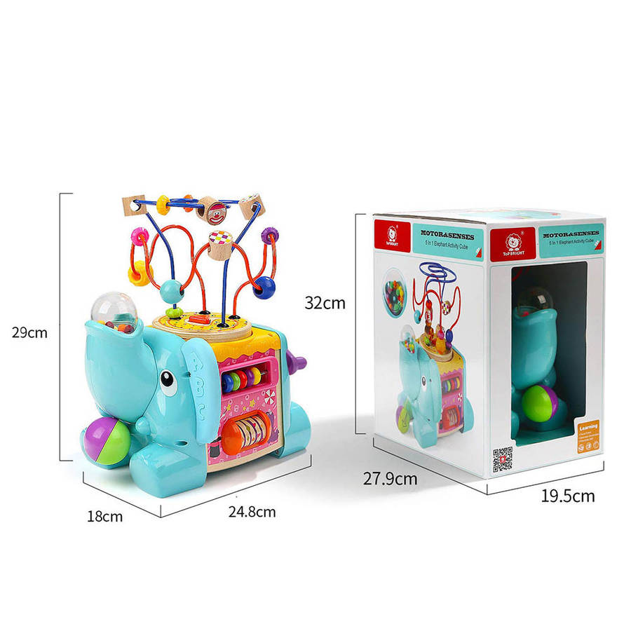 TopBright - 5-in-1 - Elephant Activity Cube - 25 x 18 x 29 cm