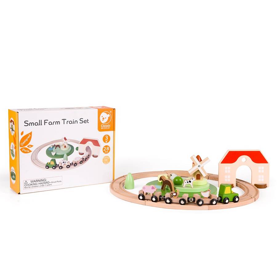 Classic World - Wooden Train Set - Small Farm - 28pcs