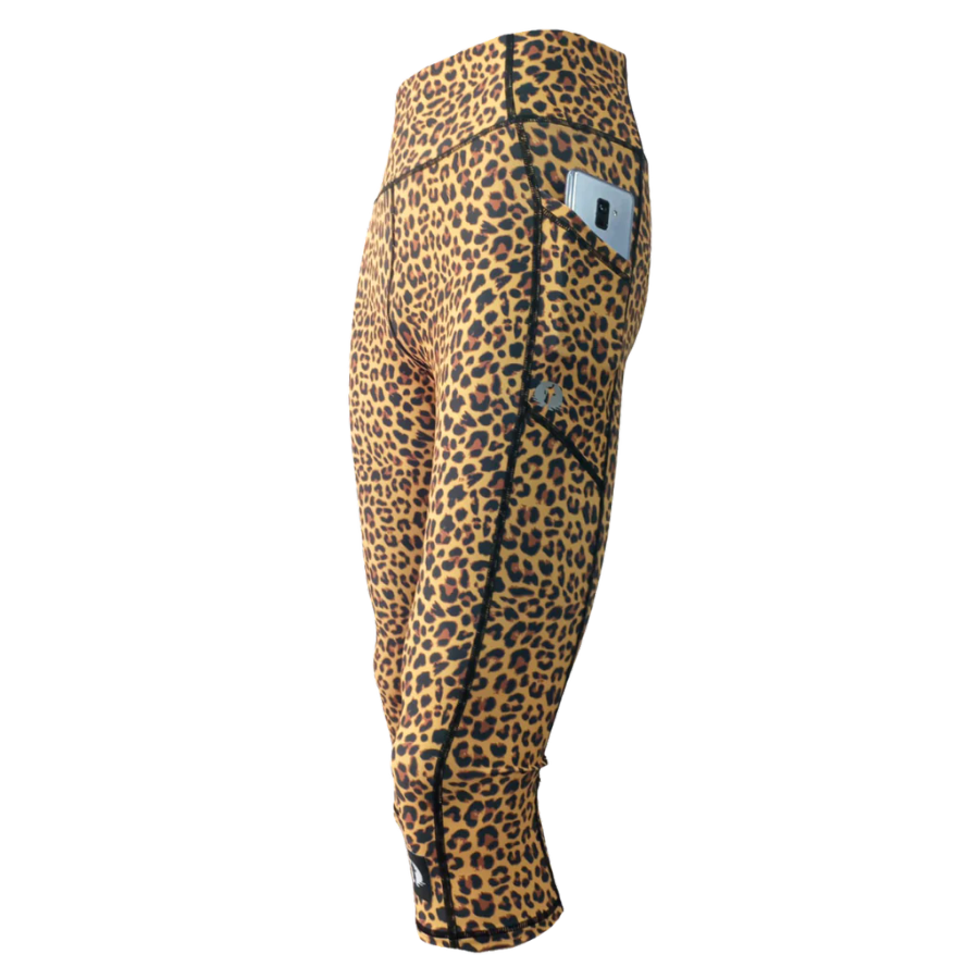 High Waist Funky 3/4 Leggings - Leopard