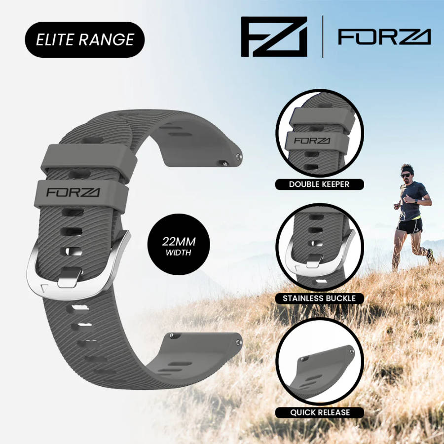 FORZA - ELITE | 22mm Quick Release Watch Strap for Garmin Forerunner 255/Venu 2/Vivoactive 4 (Sla...