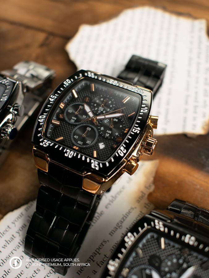 Premium WWOOR Alpha Watch - Black + Gold