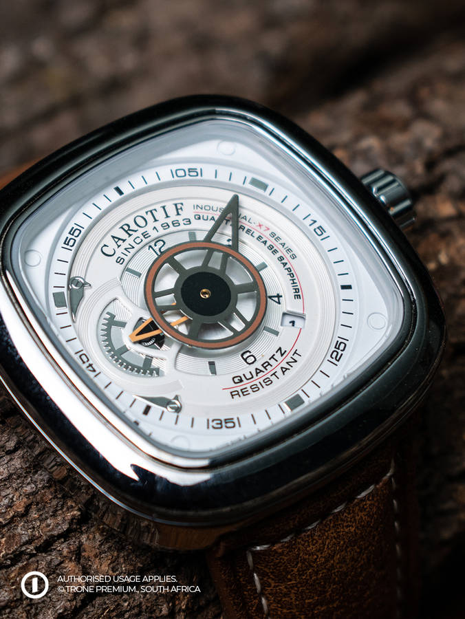 Carotif Mechanical Watch - Brown+White