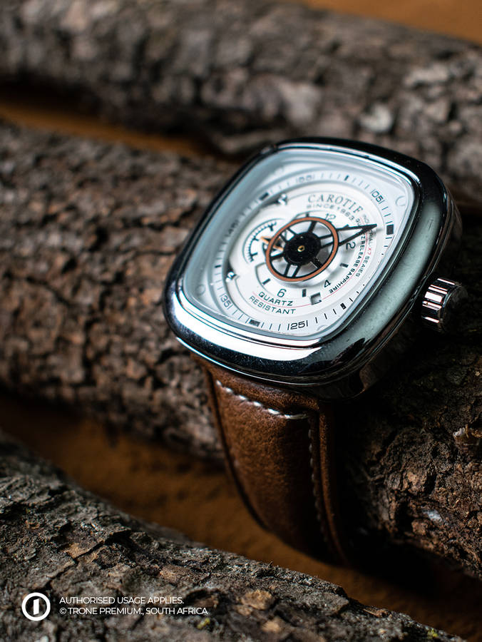 Carotif Mechanical Watch - Brown+White