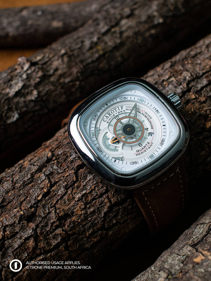 Carotif Mechanical Watch - Brown+White