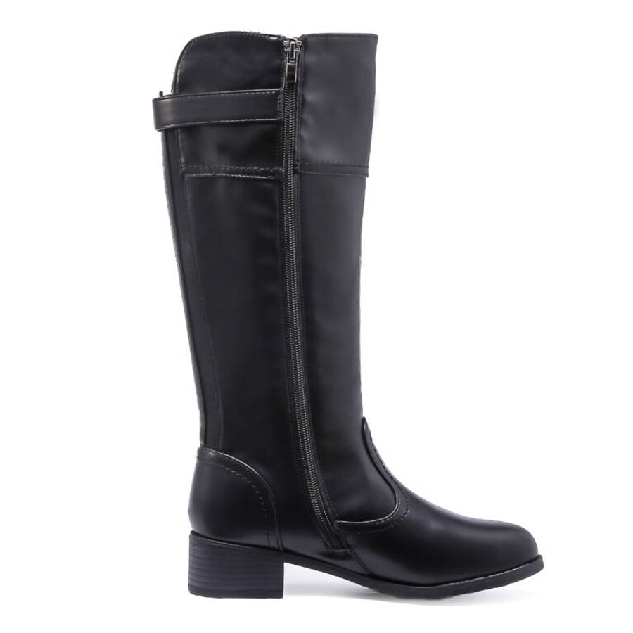 TTP Knee High Boot with Buckle Decor and Elasticated Back Shaft XB8229