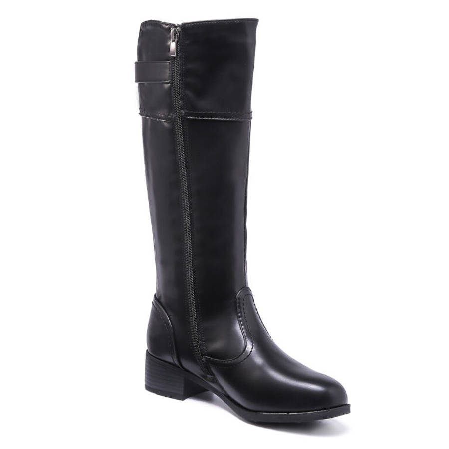 TTP Knee High Boot with Buckle Decor and Elasticated Back Shaft XB8229