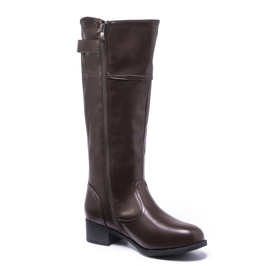 TTP Knee High Boot with Buckle Decor and Elasticated Back Shaft XB8229
