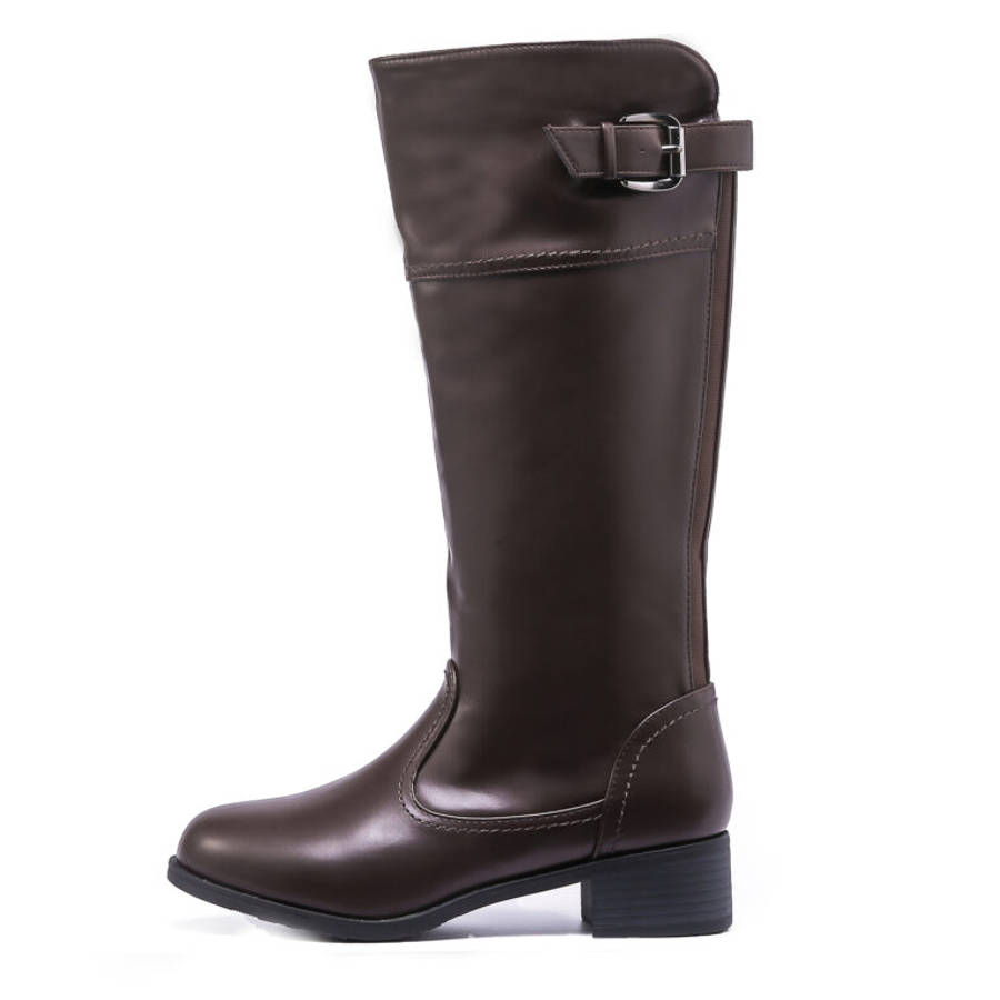 TTP Knee High Boot with Buckle Decor and Elasticated Back Shaft XB8229