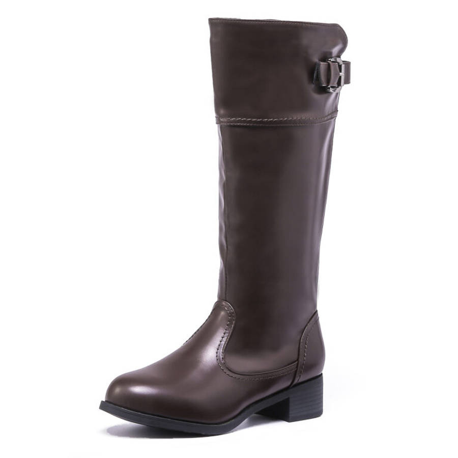 TTP Knee High Boot with Buckle Decor and Elasticated Back Shaft XB8229