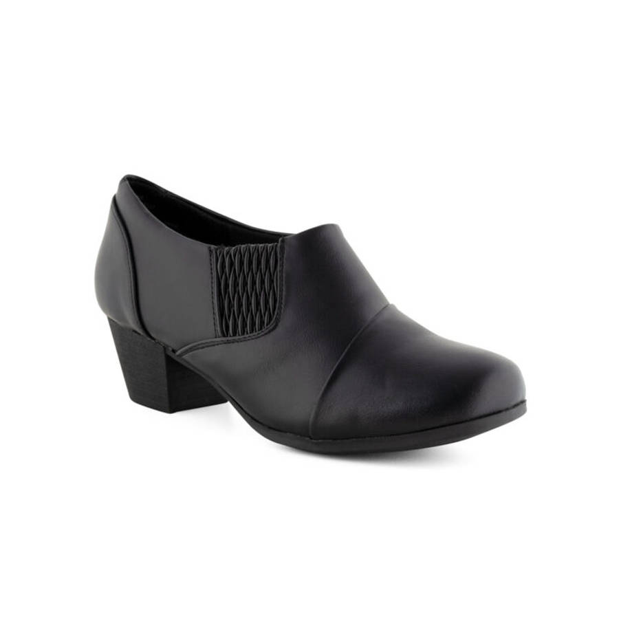 TTP Ladies Elasticated Slip-On Block Heel Courts CQA-16