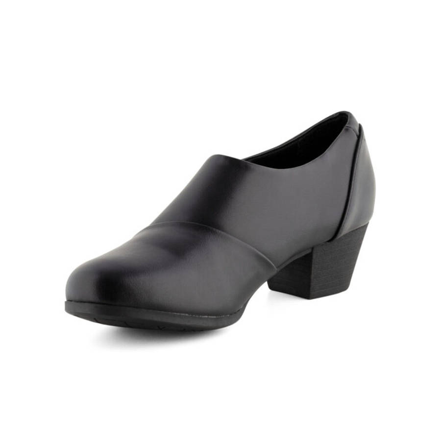 TTP Ladies Elasticated Slip-On Block Heel Courts CQA-16