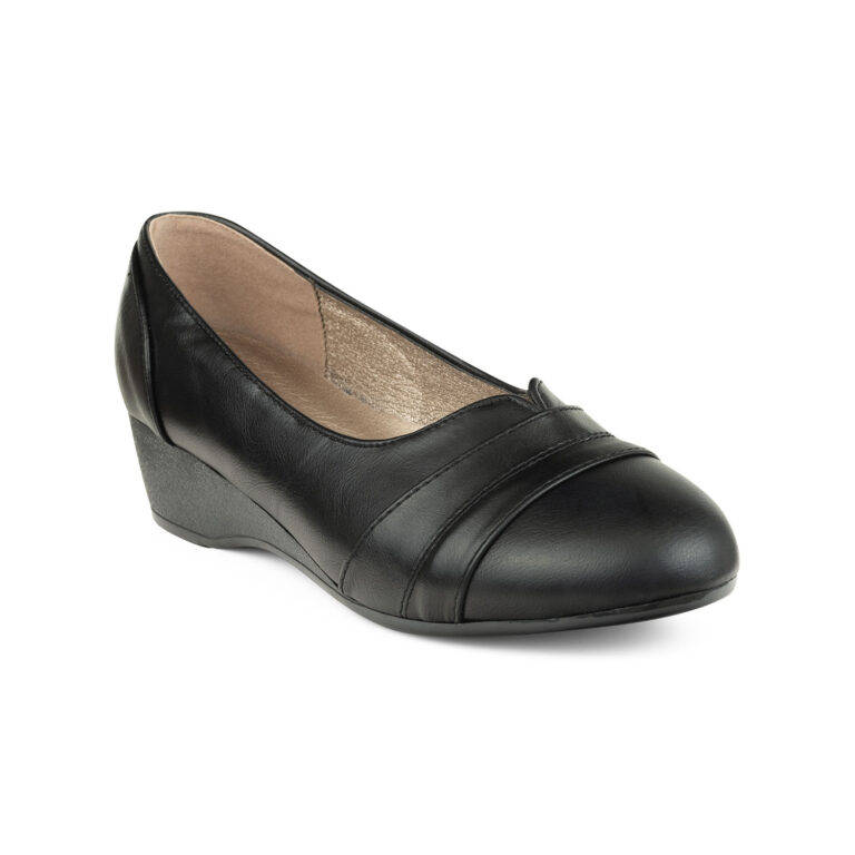 TTP Classic Ladies Wedge Heel Courts with lining detail on vamp