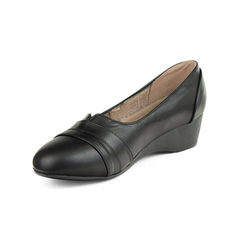 TTP Classic Ladies Wedge Heel Courts with lining detail on vamp
