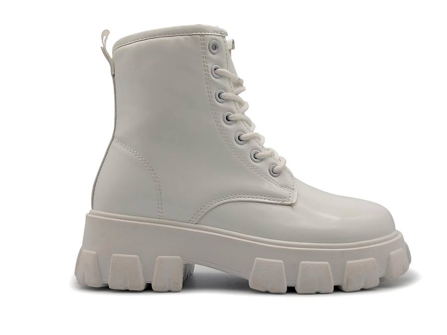 TTP Women's Lace-Up Combat Boot XB1601 with Patent Finish