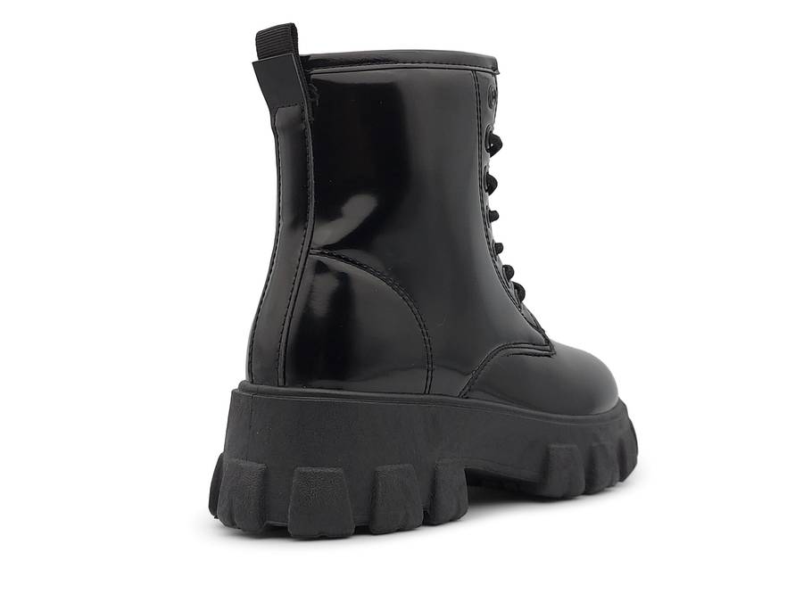 TTP Women's Lace-Up Combat Boot XB1601 with Patent Finish