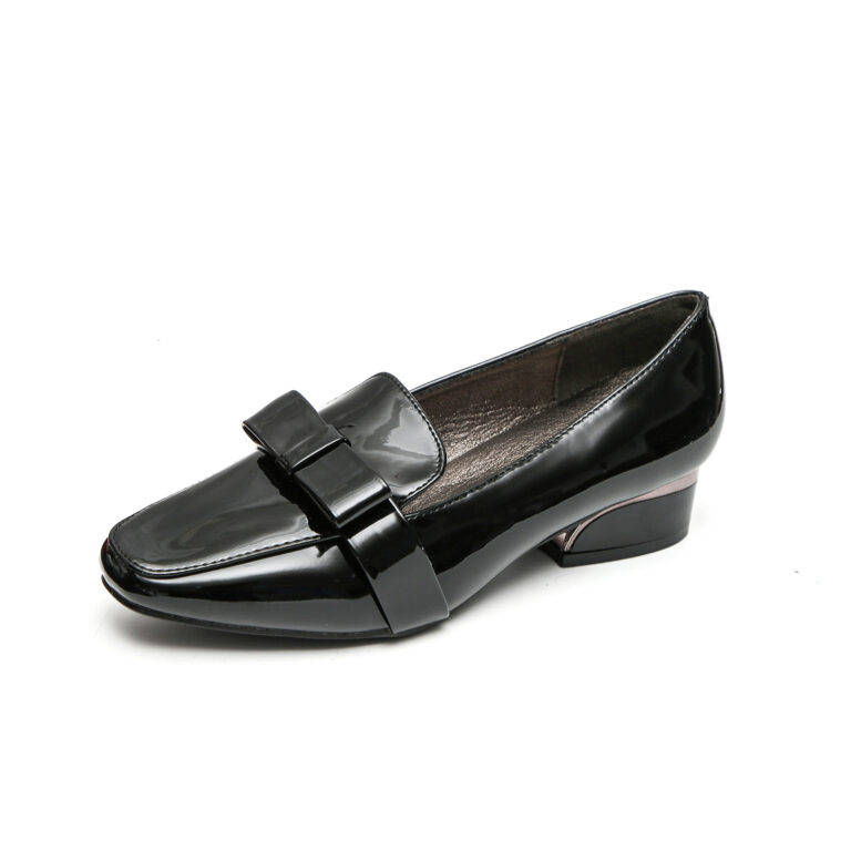 TTP Square Toe Patent Loafers with Ribbon Decor JSF9-1