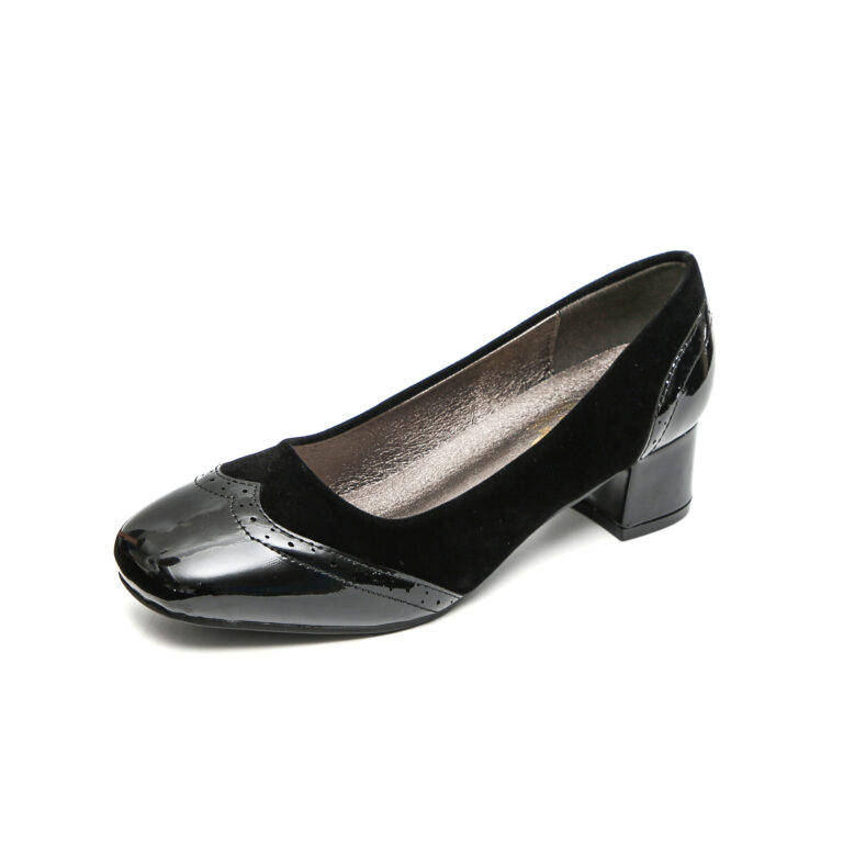TTP Classic Patent Square Toe Slip on Brogue Courts JSF5