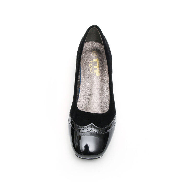 TTP Classic Patent Square Toe Slip on Brogue Courts JSF5