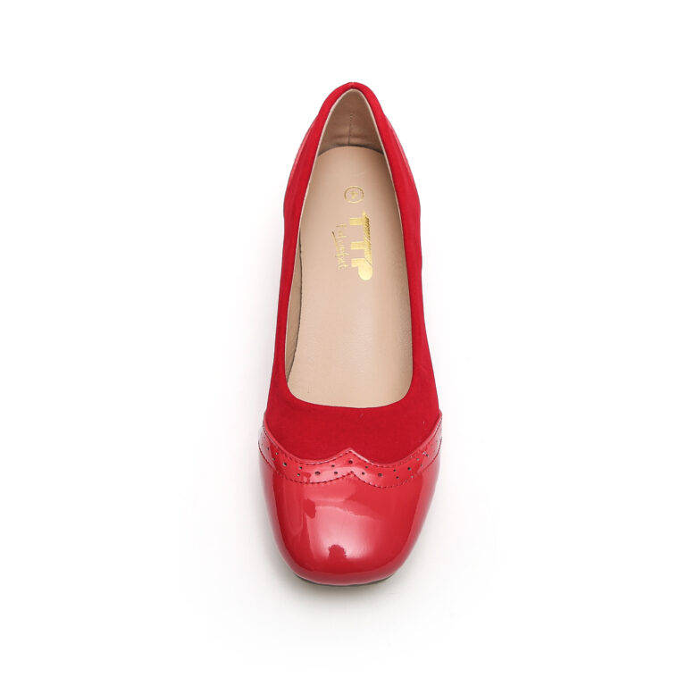TTP Classic Patent Square Toe Slip on Brogue Courts JSF5