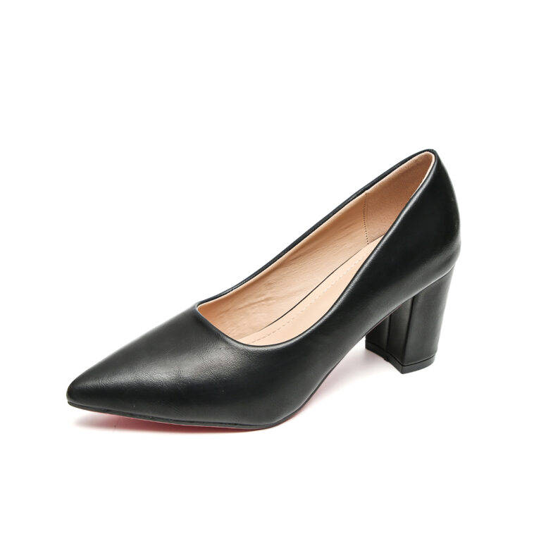 TTP Sleek PU Block Heel Point Toe Courts JSF-1