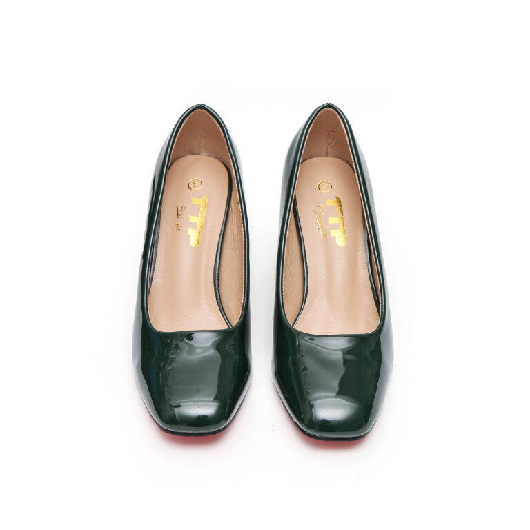 TTP Classic Patent Block Heel Slip on Courts JSF15