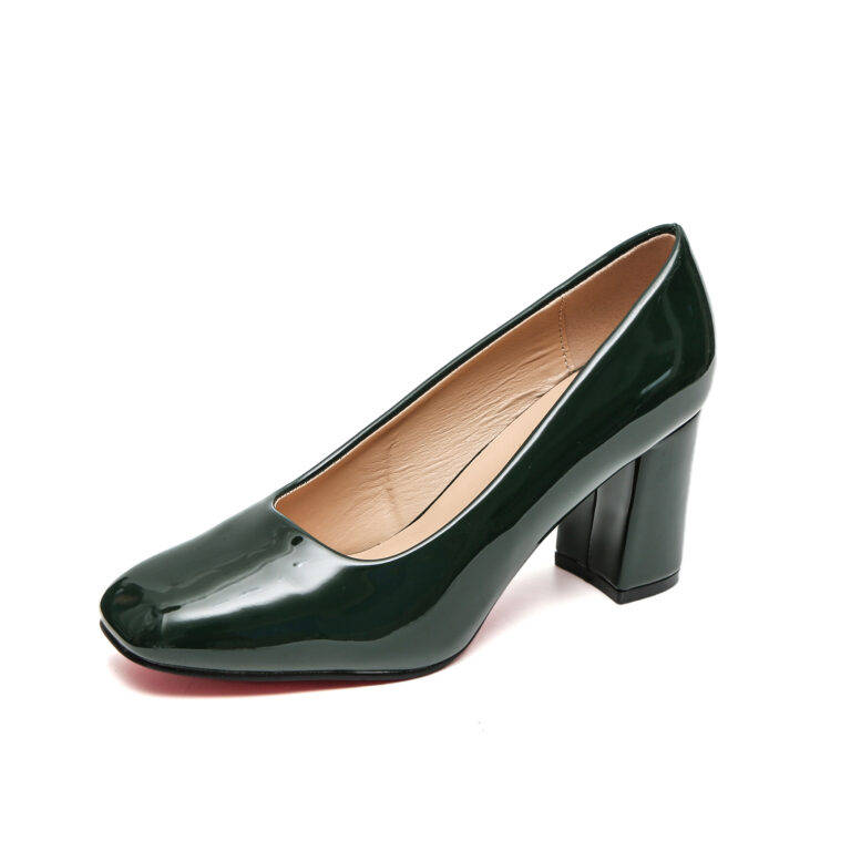 TTP Classic Patent Block Heel Slip on Courts JSF15