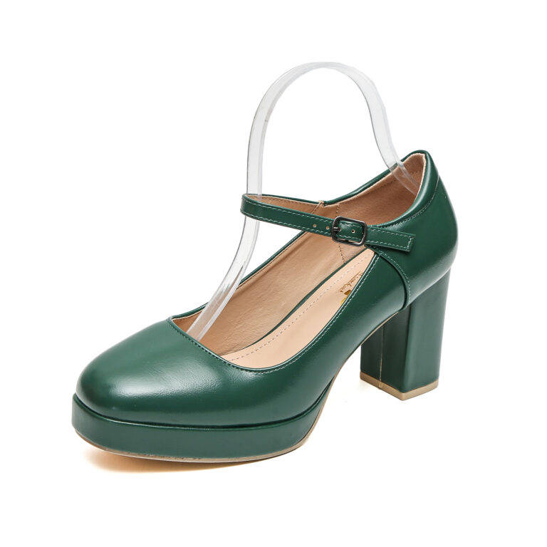TTP Classic Block Heel Plarform High Heels with Ankle Strap JSF11