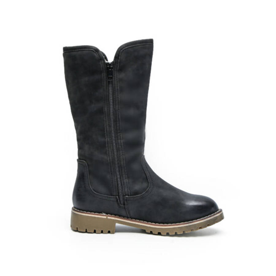 TTP Trendy Dual Side Zipper Mid Calf Boot with Fur Lining XB8226