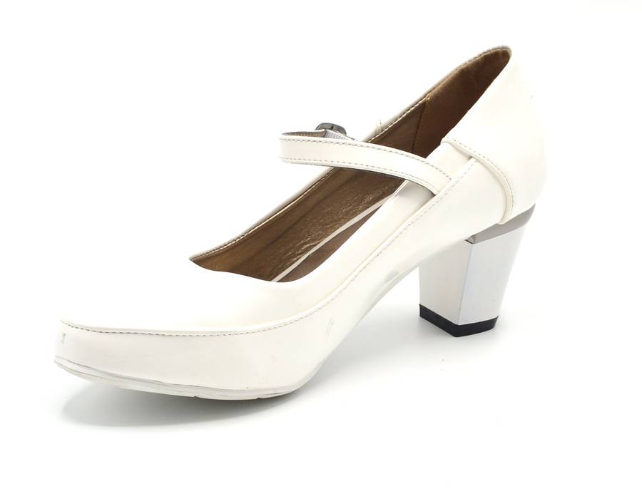 TTP High Gloss Ladies Court Heel with buckle Strap 8501-2